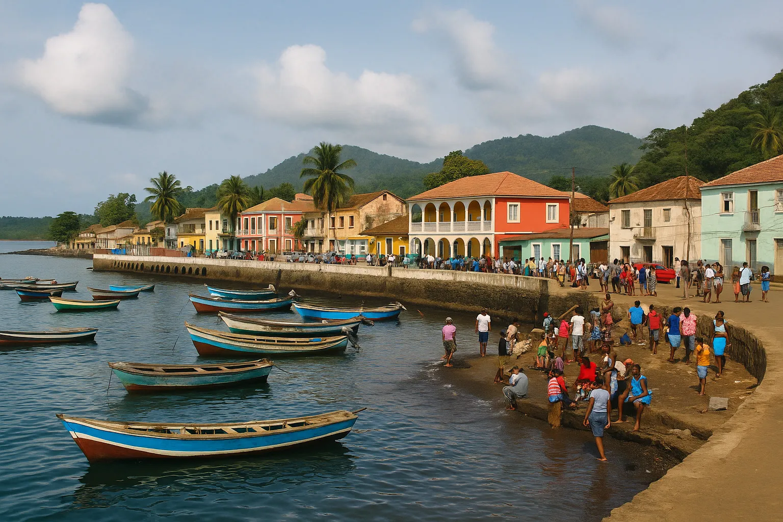 Coastal and commercial streetscape associated with Neves